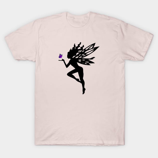 Fairy with Purple Butterfly T-Shirt by kajo1350